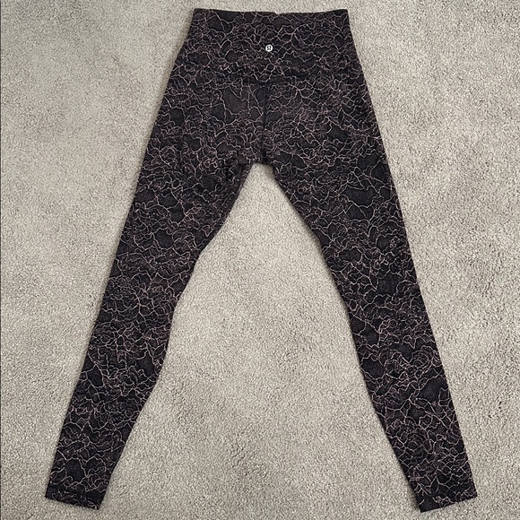 Lululemon Align Pant Full Length 28” Lacescape Spanish Rose Black - Picture 4 of 6